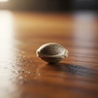 Single Blueberry CBD seed on wooden surface